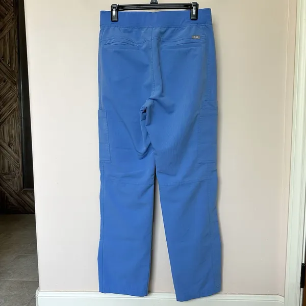 Figs Scrubs Pants Women’s Med Utility Nursing Blue Cargo Drawstring Pull On - Image 3
