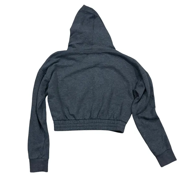 Victoria Sport Cropped Hoodie Sparkle Rhinestone Logo Grey‎ Long Sleeve Womens M - Image 4