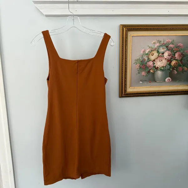 Bailey Blue Rust‎ Orange Square Neck Zip Front Mini Dress Women's Size M Fall - Image 2