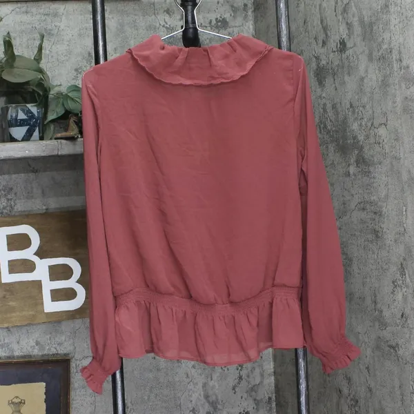 Universal Thread Womens Long Sleeve Blouse 92235298 Dark Mauve Pink XS - Image 2