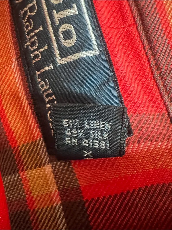 Polo by Ralph Lauren linen silk blend red Plaid Button-Down Shirt - Image 4