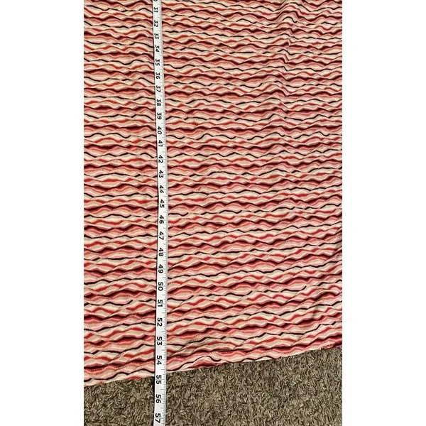Vintage 90s Textured Wavy Maxi‎ Dress Red Pink Chevron Stretchy Retro Fall L - Image 4