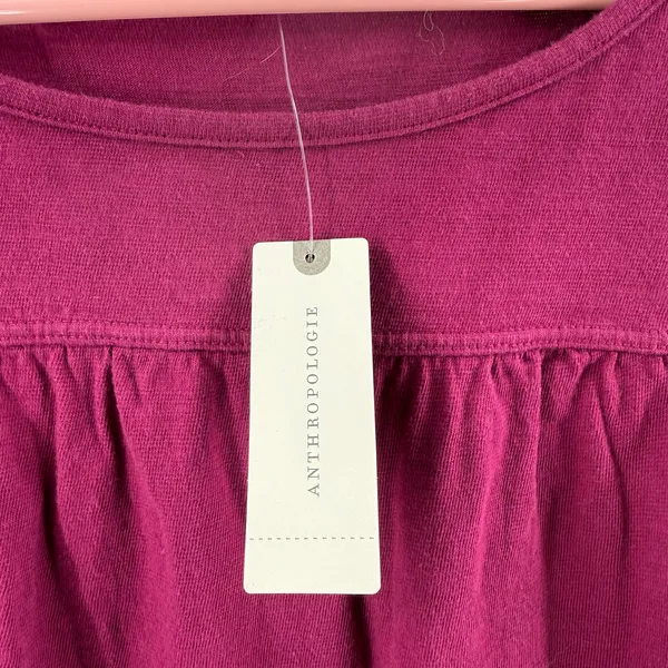 Good Luck Tee Babydoll Dress Women’s SZ Small NWT Anthropologie Wine 100% Cotton - Image 7