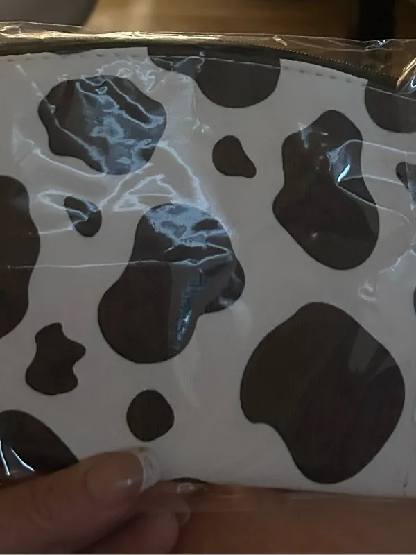 Black and White Cow Print Cosmetic Pouch - Image 4