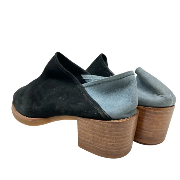 All Black Mules Heel Collapsible Back Slip On Suede Leather Black‎ Blue Sample - Image 10