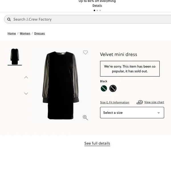 NWT JCrew Black Velvet mini dress sheer sleeves 6 tear above pocket needs repair - Image 5
