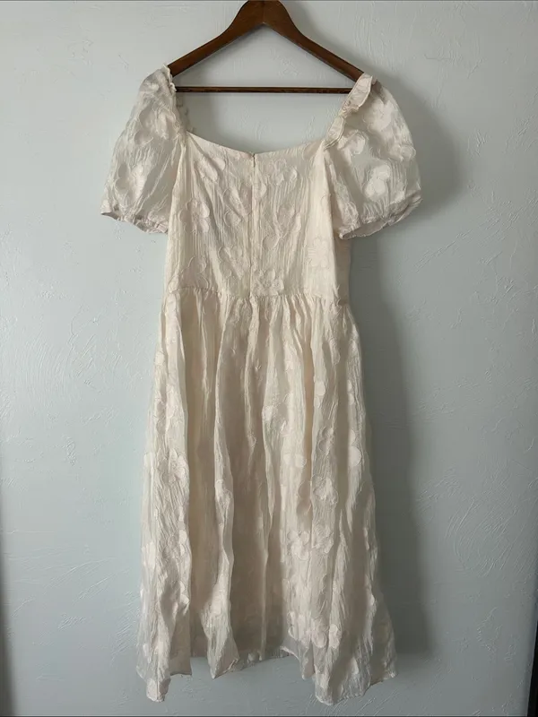RIHOAS Cream Puff-Sleeve Floral Midi Dress - Image 3
