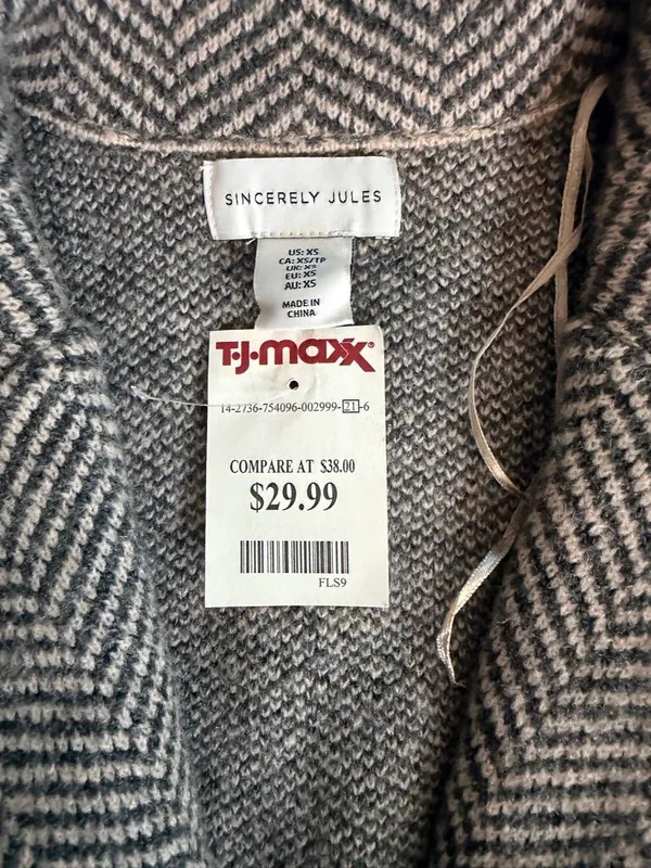 NWT Sincerely Jules Gray Herringbone Knit Cardigan Coat (XS) - Image 4