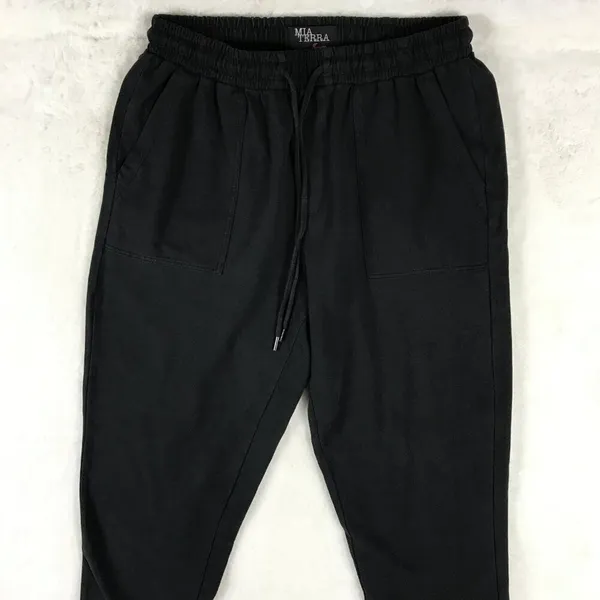 Black Elastic Waist Lightweight Joggers Pants SMALL - Image 5