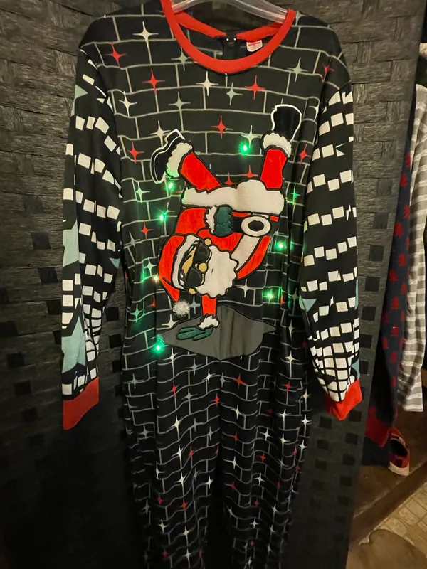 Holiday Time Santa Claus unisex bodysuit Christmas Onesie sz Lg RARE works! - Image 7