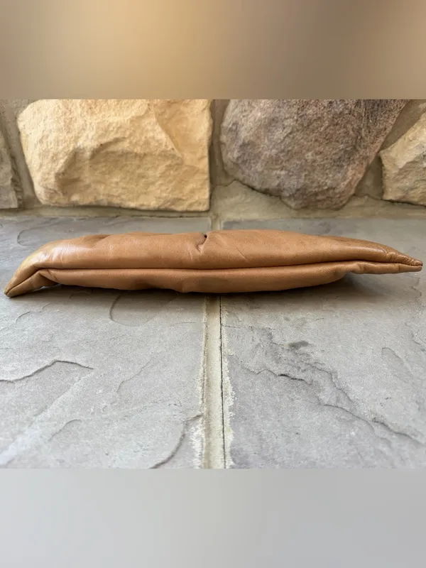 Lauren Merkin Pleated Leather Clutch Purse Tan Brown Very Soft Neutral - Image 3