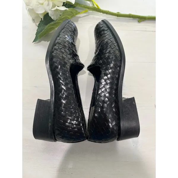 Nine West Black Woven‎ Leather Block Heel Pumps Shoes 6M - Image 7