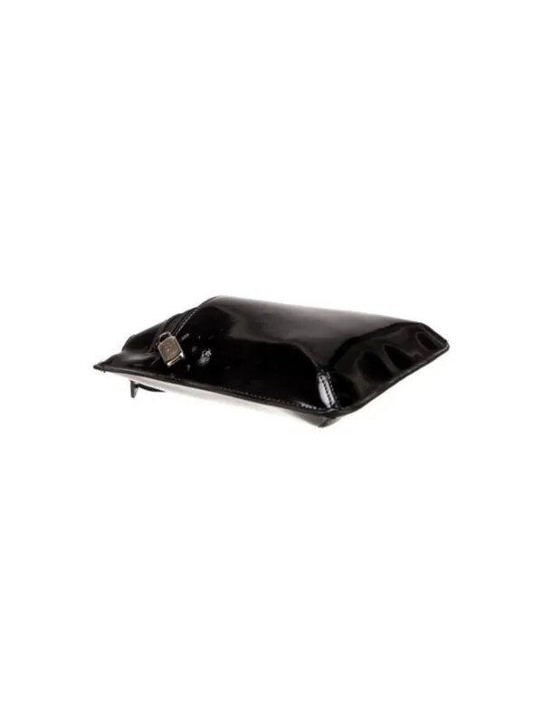 Furla Shoulder Bag Black Patent Leather Silver-Tone Hardware Single Shoulder Str - Image 4