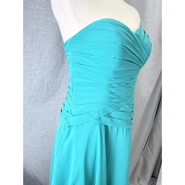 Azazie Teal Strapless Sweetheart Ruched Chiffon Mini Dress Size C‎ - Image 10
