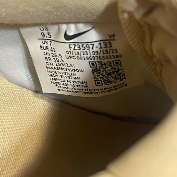 Nike AIR Force WMMS 1’07 White and Tan Sneakers - Image 5