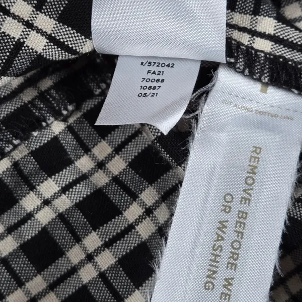 LOFT Womens Black Cream Plaid Tiered Shirt Dress Size M‎ Long Sleeve Gingham - Image 6
