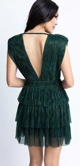 Metallic Tiered Dress size medium Green - Image 2