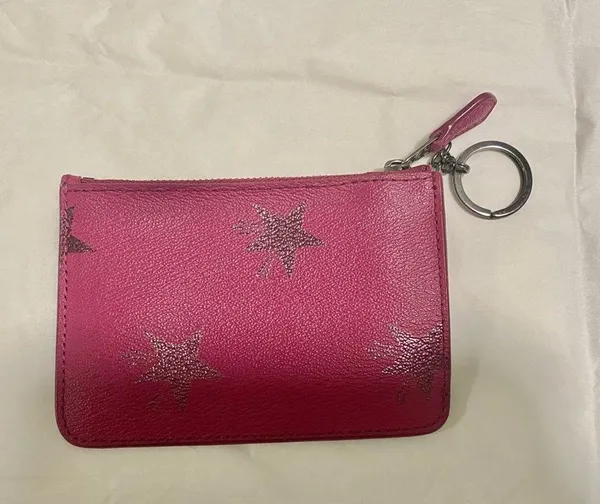 Coach canvas coin purse with star print Cranberry Color - Image 2