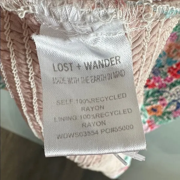 Lost + Wander Womens Mini Dress Floral Smocked Ruffle Cowl Neck Multi Size M - Image 5