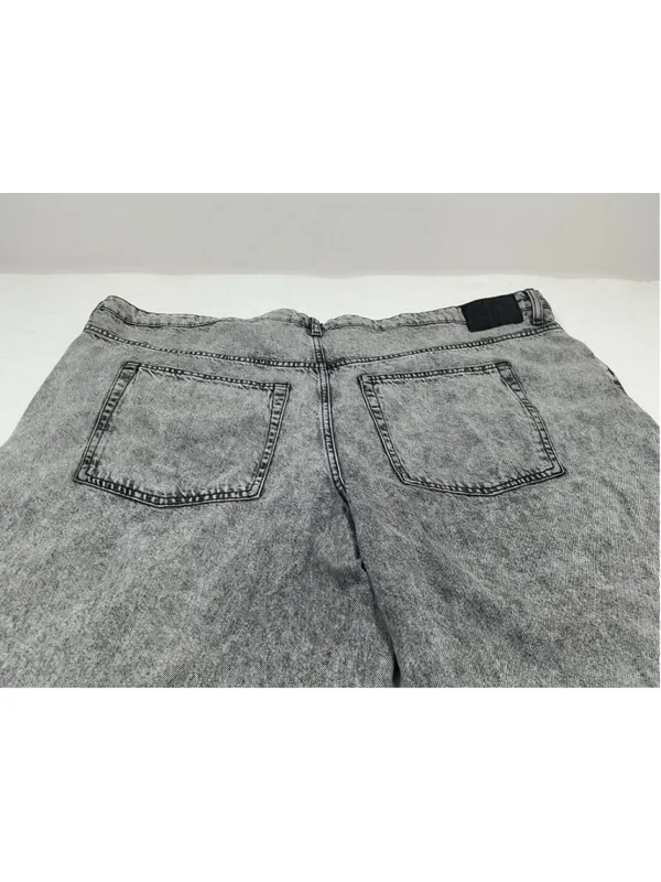 Womans H&M Baggy Loose Fit black Acid Wash Straight Denim Jeans 26 plus size - Image 7
