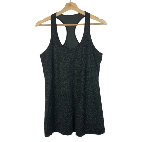 Lululemon Cool Racerback Black‎ Petal Camo Printed Black Deep Coal Tank 6 - Image 3