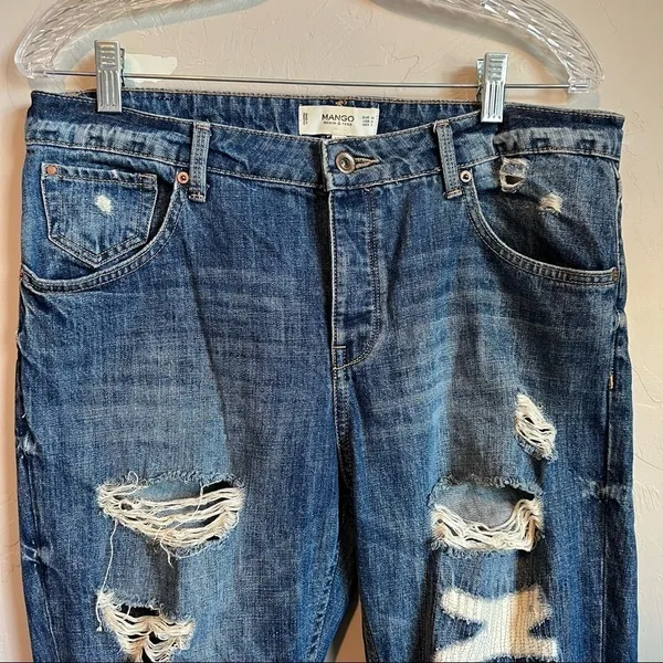 MNG‎ Mango Angie Boyfriend Distressed Denim Jeans - Image 4