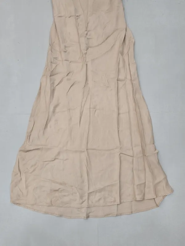 Zara Beige Maxi Slip Dress with Disc-Strap Detail Size XL - Image 4