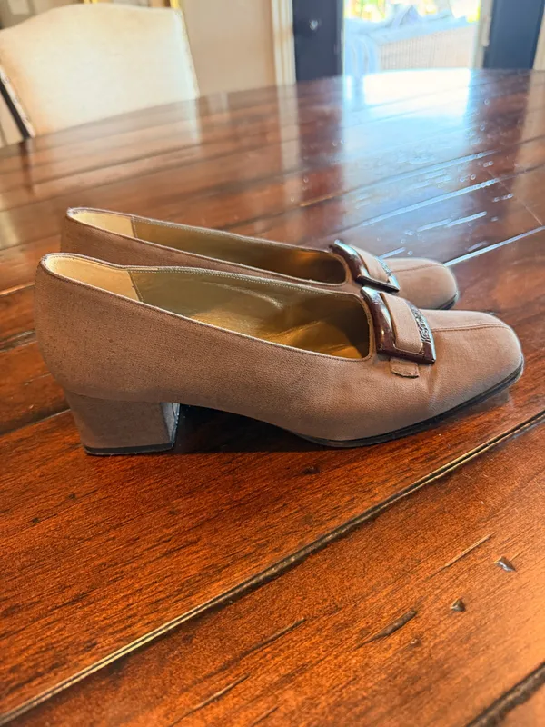 Vintage Yves Saint Laurent Brown Block Heel Pumps Square Toe Made in Italy Women’s 7M - Image 2