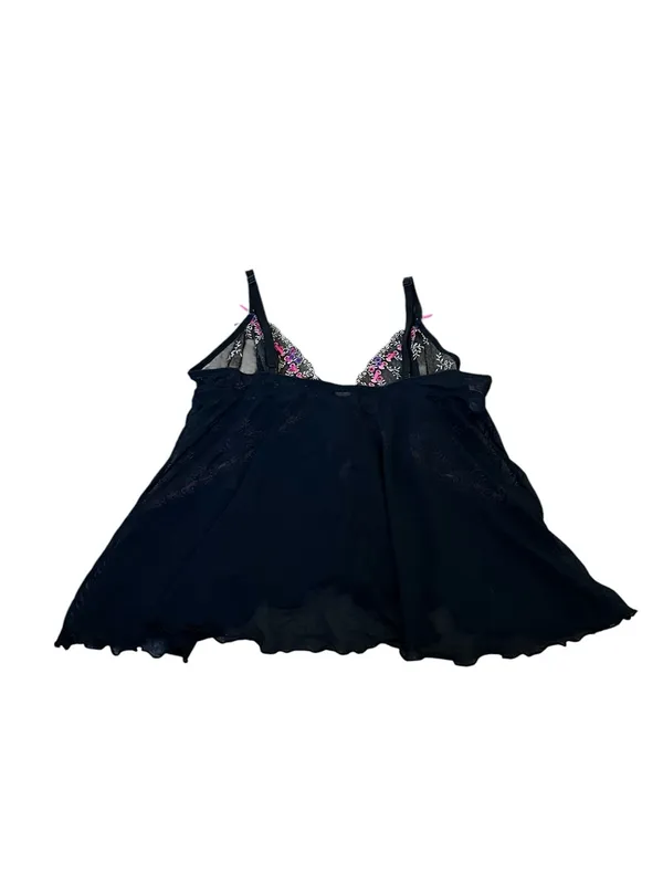 Y2K Playboy Lingerie Tie Front Sheer Mesh Cami Top Embroidered Floral Coquette - Image 5
