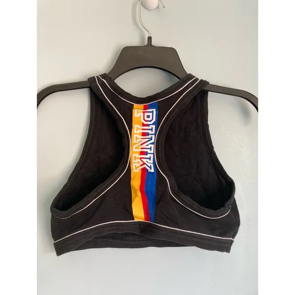 PINK Sports Bra Crop Medium Black Activewear Athleisure Athleticwear - Image 2