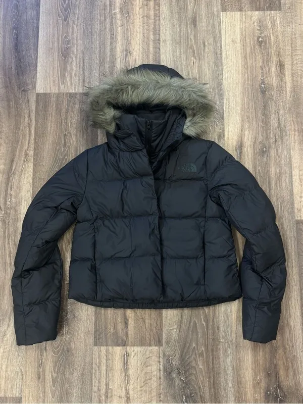 The North Face 550 Dealio Down Crop Black Fur Trim Coat Jacket Women’s XS - Image 7