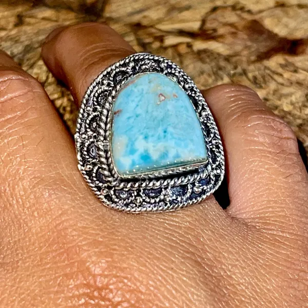 Caribbean Larimar Ring Size 7 Blue - Image 2