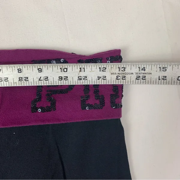 Victoria's Secret Pink Yoga pants size XS sequin y2k flare leggings black purple - Image 5