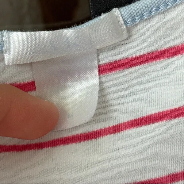 LAKE Pajamas short sleeve tee sorbet blue trim barbie pink stripes tshirt pima - Image 3