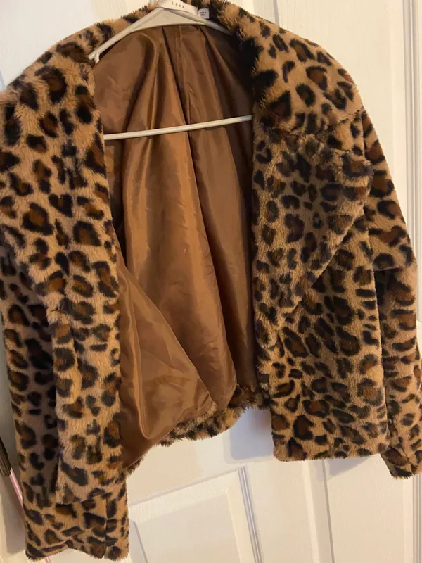 Leopard Print Fur Coat Multi - Image 2