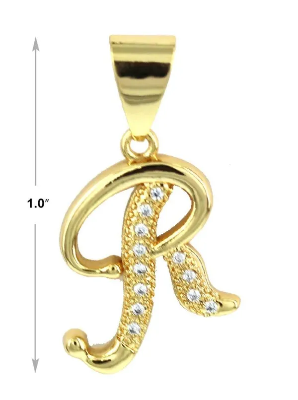 Gold Plated “R” Initial Pendant - Image 2