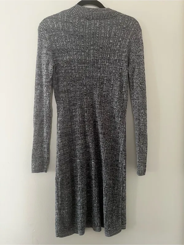 Abercrombie Gray Knit Ribbed Sweater Dress Medium Mock Neck Minimalist Capsule - Image 7