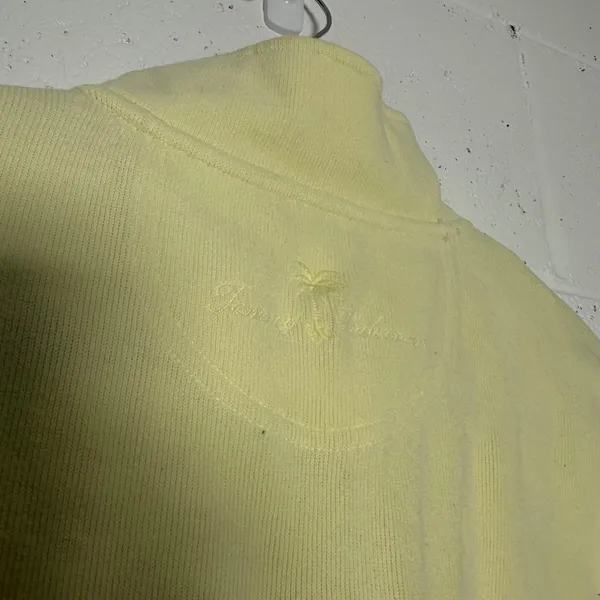 Tommy Bahama Womens Pastel Yellow Quarter Zip Pullover Sweatshirt‎ Size M - Image 4