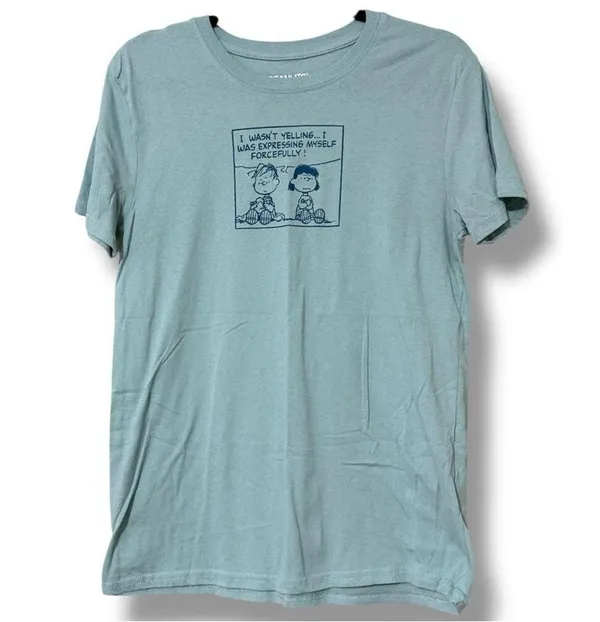 PEANUTS size medium women's graphic print funny short sleeve t-shirt green color - Image 7