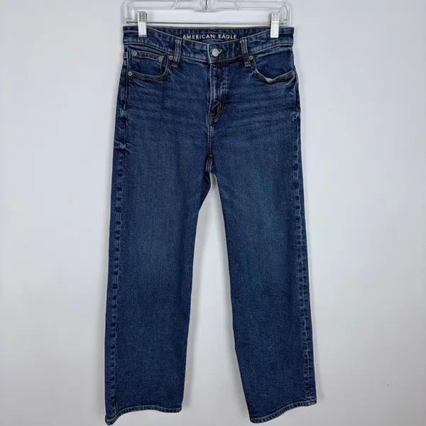 American Eagle Stovepipe Jeans Dark Wash Stretch High Waist Structured 0 Short - Image 2