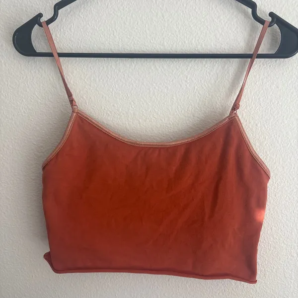 Brittany Black Burnt Orange Cropped Cami Top with Adjustable Straps Size M - Image 5