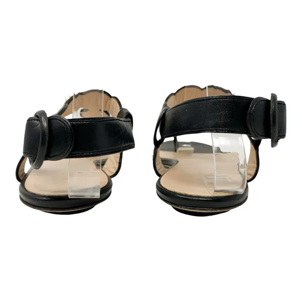 Gucci Willow Black Leather Faux Pearl GG Logo T-Strap Sandals 38 - Image 5