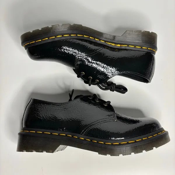Dr. Martens 1461 Women's Leather Oxford Shoes in Black Distressed Patent - Image 7