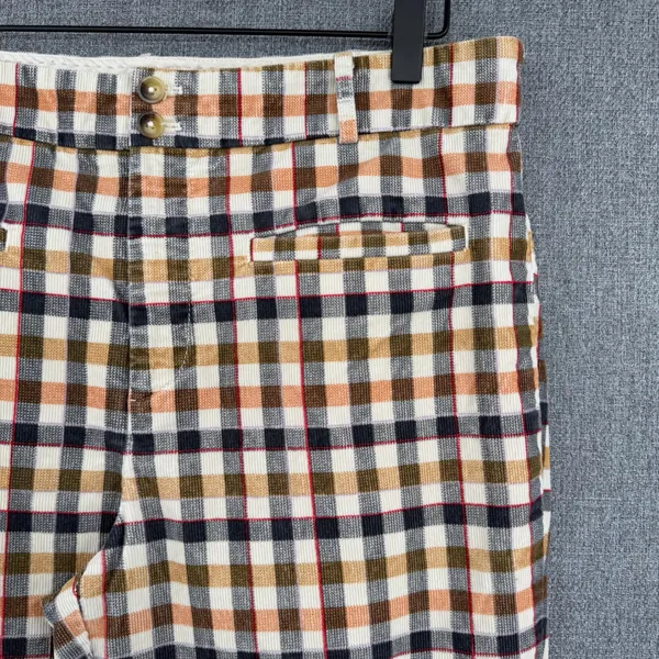 Anthropologie Essential Collection Plaid Corduroy Straight Leg Trouser Pant 12 - Image 3