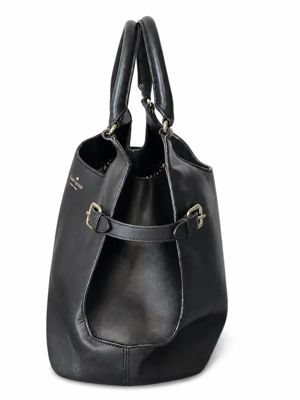 Kate Spade New York Black Leather Large Shoulder Bag Satchel Tote - Image 4