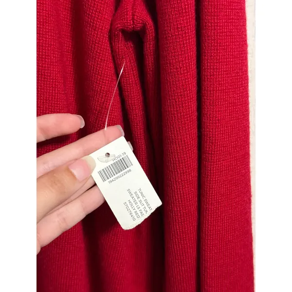 Chicos Red Tunic Sweater Side Slit Winter Holiday Office Minimalist Preppy - Image 4