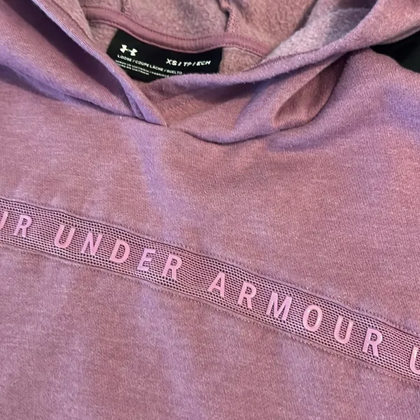 Under Armour Womens Loose Crop Hoodie Sweatshirt Pink XS‎ - Image 2