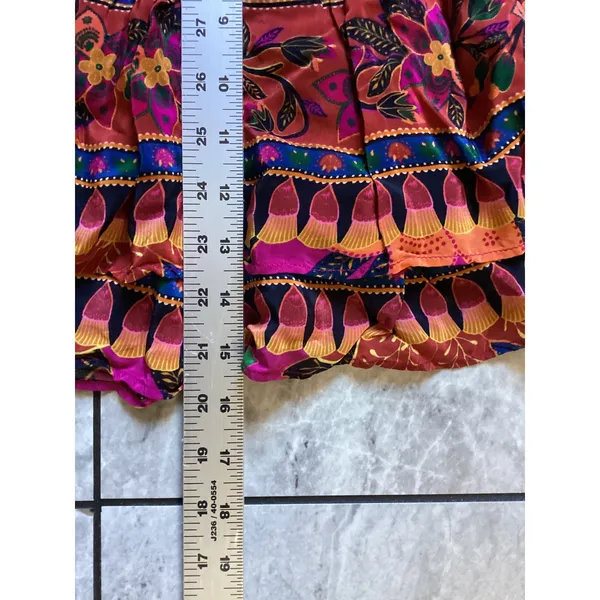 Farm Rio Magenta Tropical Floral Tiered Ruffle Mini Skirt XXS Boho Viscose - Image 3