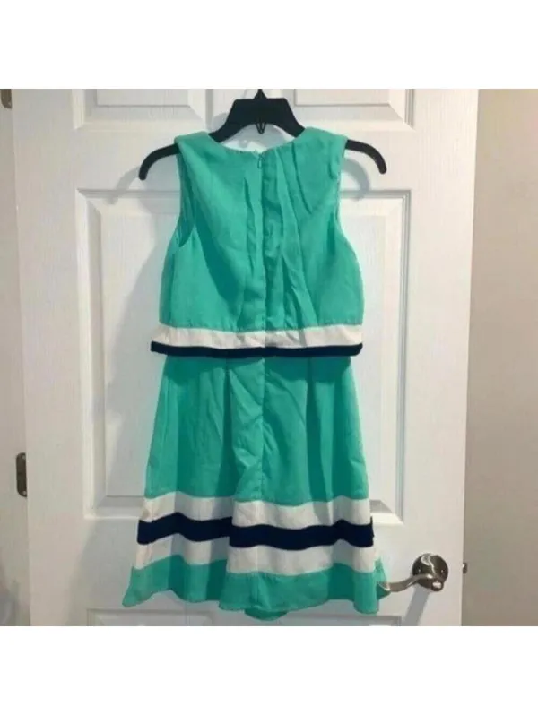 Ya Los Angeles Blue Color Block Cheer Style Sleeveless Fit and Flare Dress - Image 6