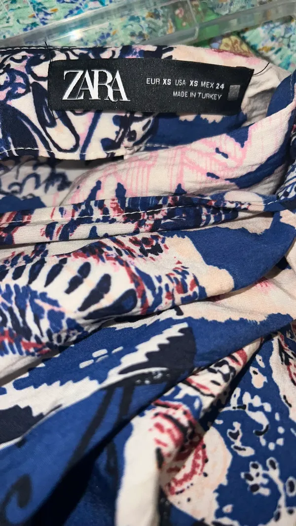 Zara beaded printed wrap skirt blue - Image 5